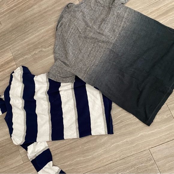 Set Lot Bundle 2 Boys XL Gap Old Navy Polo Long Sleeve Gray Ombré Blue Striped - Picture 4 of 4